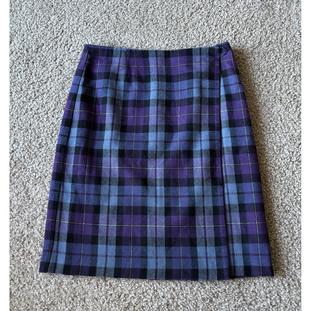 Mix It VINTAGE Y2K 90s 2000s‎ WOOL Blend Plaid Skirt Lined Black Purple Casual